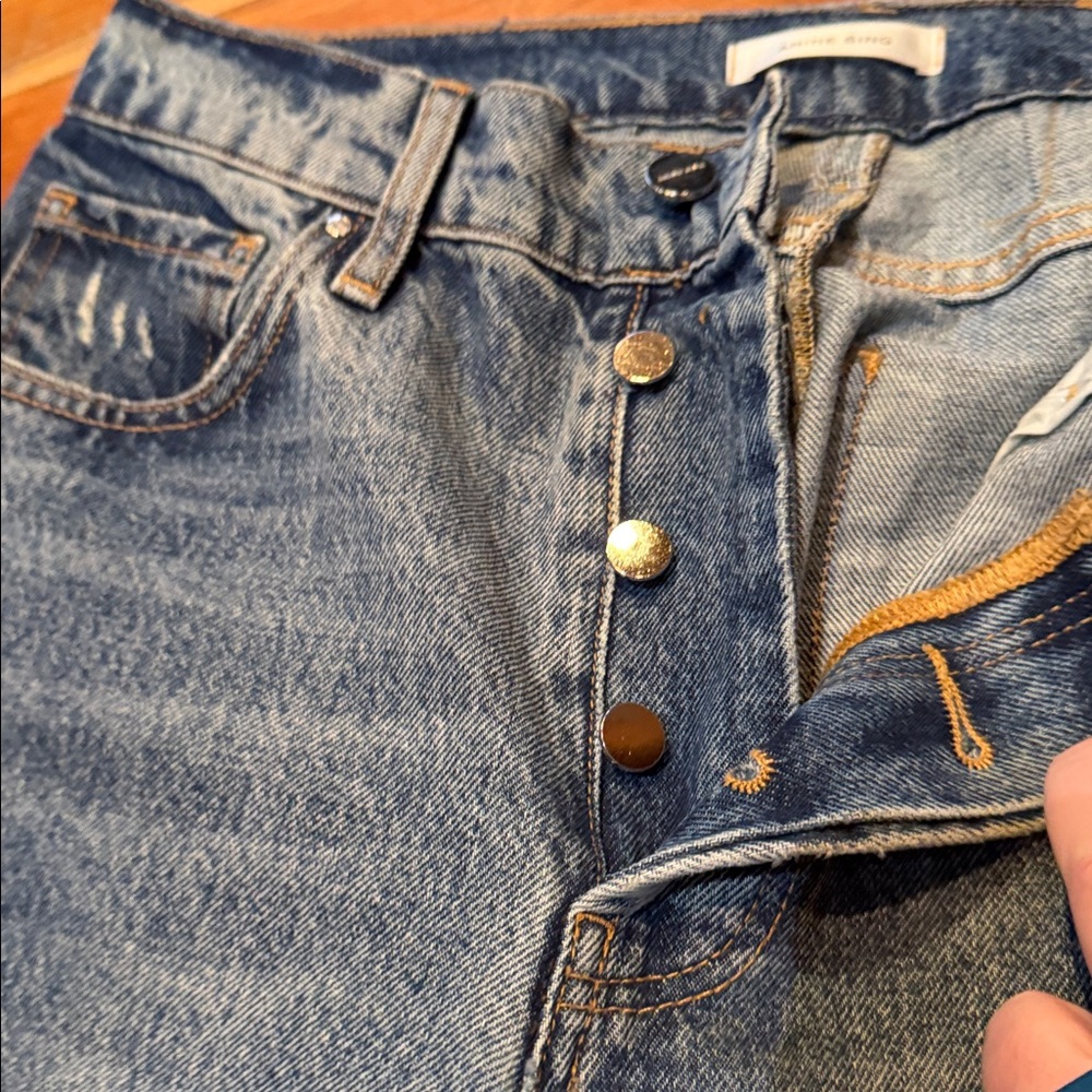 Anine Bing sz 29 Lara jeans ripped raw hem distressed **altered for back gap** - Picture 5 of 15